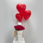 Velvet Fuchsia with Heart Balloons