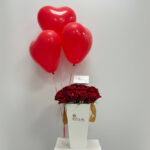 Red Aura Rose Box with Balloon