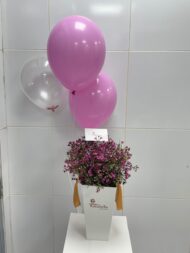 Purple Whisper Wax Flower Box with Balloons - Image 4