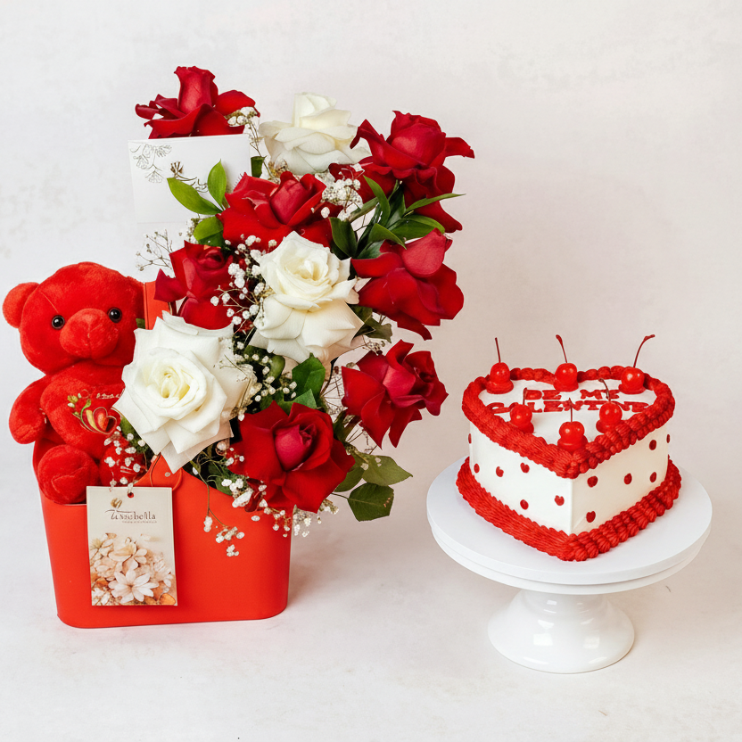 image_1769242420405508.png Rose Box with Cake & Teddy - Image 1