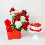 Rose Box with Cake & Teddy - Image 2